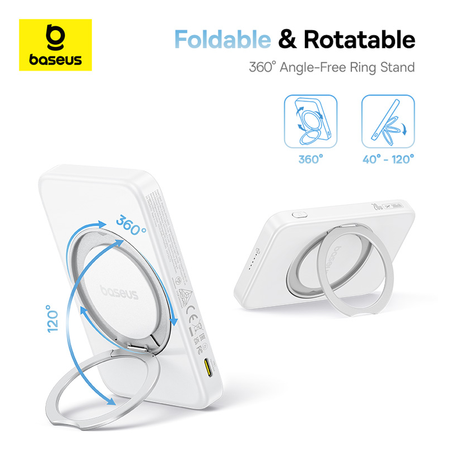 Baseus PicoGo Qi2 / MagSafe Powerbank 20W met USB-C Poort 5.000 mAh Zwart afbeelding 7