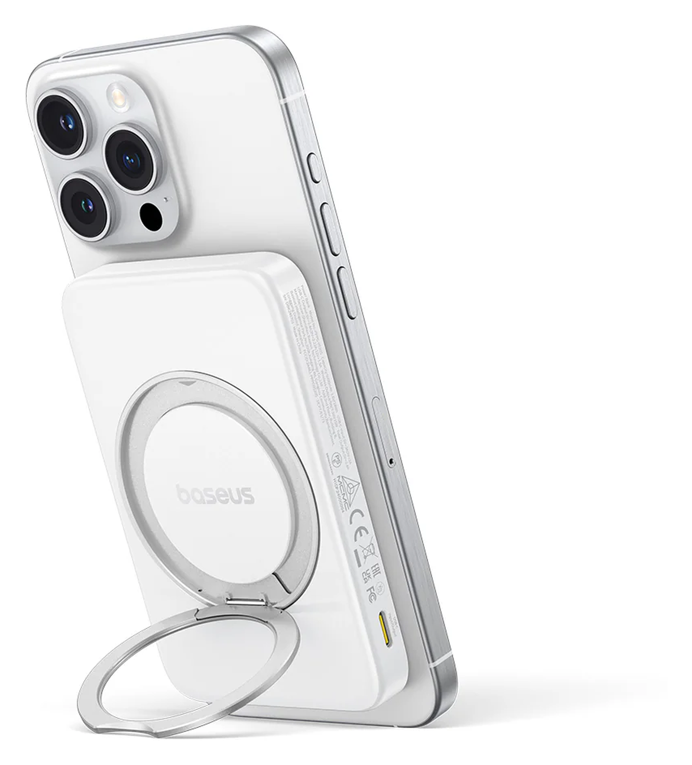 Baseus PicoGo Qi2 / MagSafe Powerbank 20W met USB-C Poort 5.000 mAh Wit afbeelding 2