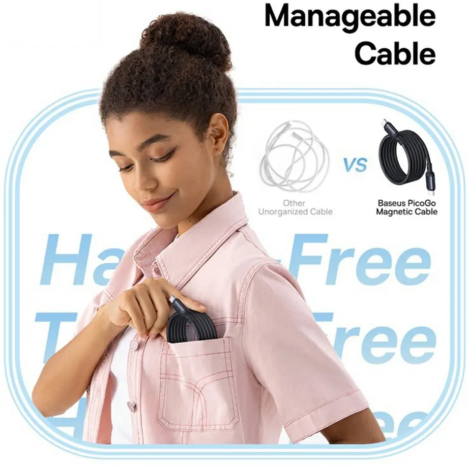 Baseus PicoGo USB-C naar USB-C Kabel 240W Fast Charge 1M Zwart afbeelding 3