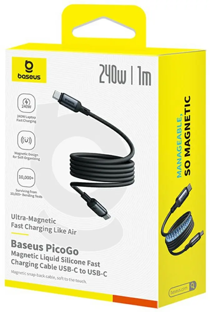 Baseus PicoGo USB-C naar USB-C Kabel 240W Fast Charge 1M Zwart afbeelding 9
