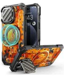 SUPCASE UB Pro MagXT iPhone 16 Pro Max Hoesje Camera Protector Camo Oranje