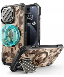 SUPCASE UB Pro MagXT iPhone 16 Pro Max Hoesje Camera Protector Camo Bruin