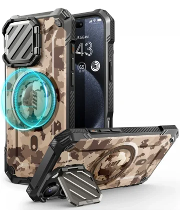 SUPCASE UB Pro MagXT iPhone 16 Pro Max Hoesje Camera Protector Camo Bruin Hoesjes