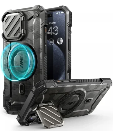 SUPCASE UB Pro MagXT iPhone 16 Pro Max Hoesje Camera Protector Camo Zwart Hoesjes