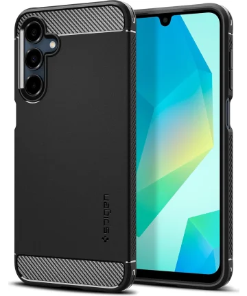 Spigen Rugged Armor Samsung Galaxy A16 Hoesje Back Cover Matte Zwart Hoesjes