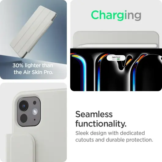 Spigen Air Skin Folio OneTap iPad Pro 13 (2024) Hoes Book Case 2 in 1 Grijs afbeelding 12