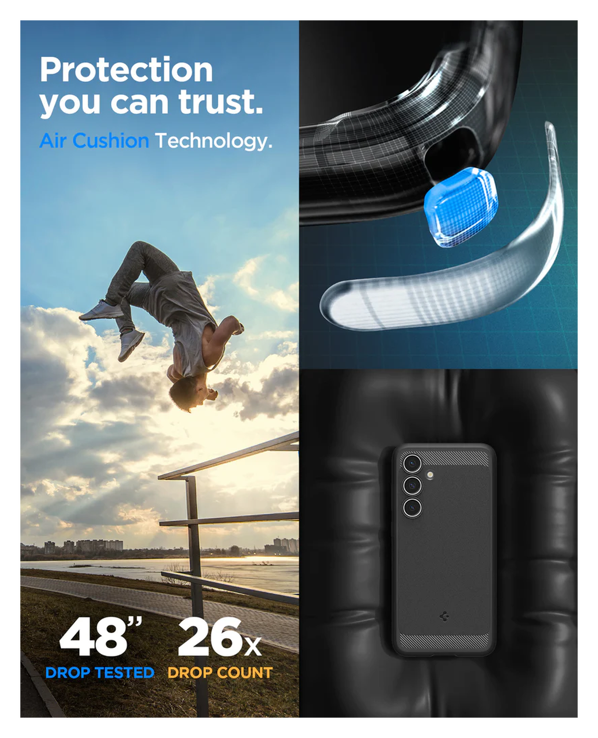 Spigen Rugged Armor Samsung Galaxy S24 FE Hoesje Back Cover Matte Zwart afbeelding 7
