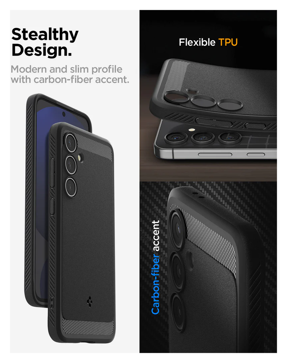 Spigen Rugged Armor Samsung Galaxy S24 FE Hoesje Back Cover Matte Zwart afbeelding 3