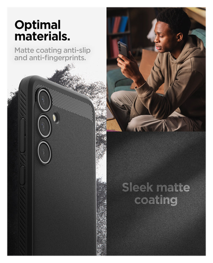 Spigen Rugged Armor Samsung Galaxy S24 FE Hoesje Back Cover Matte Zwart afbeelding 5
