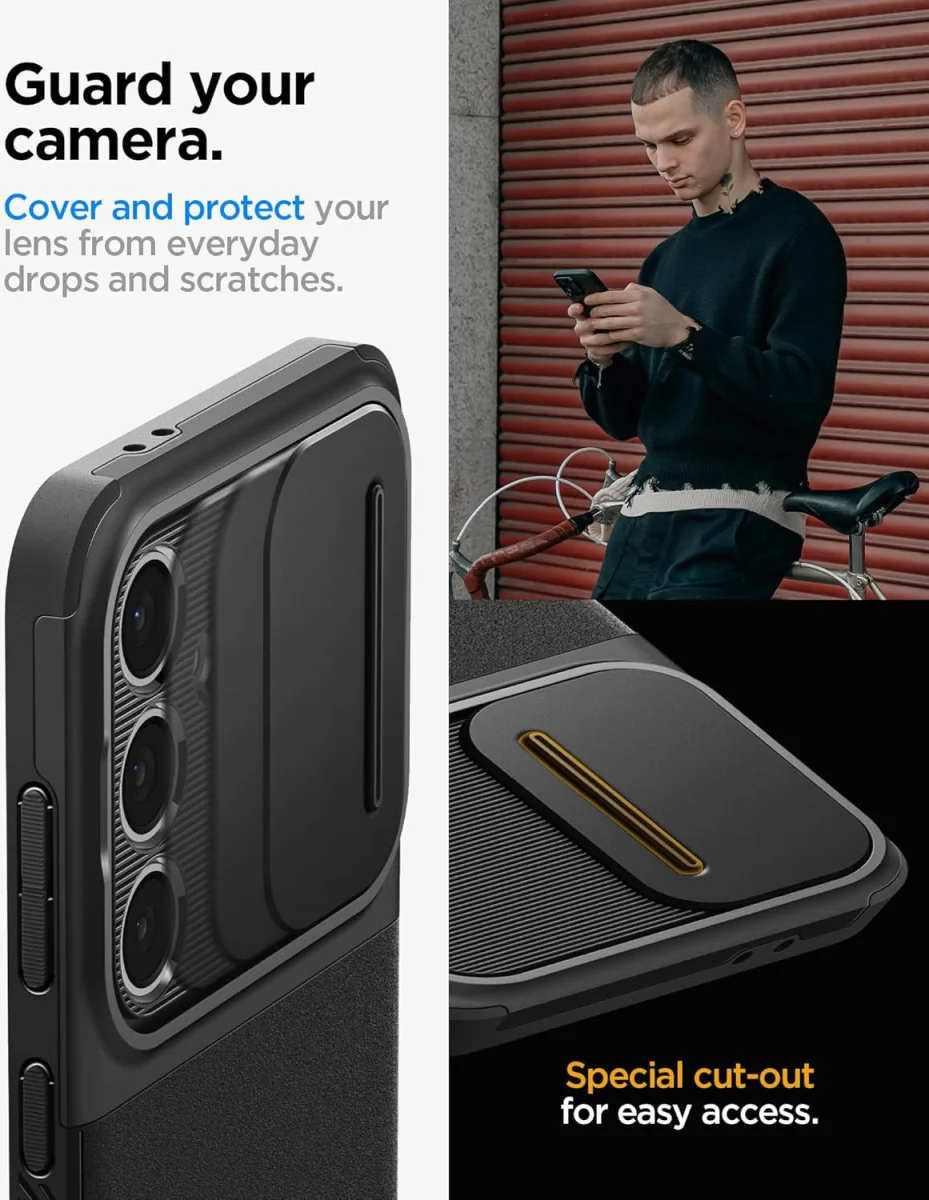 Spigen Optik Armor Samsung Galaxy S24 FE Hoesje Camera Slider Zwart afbeelding 2