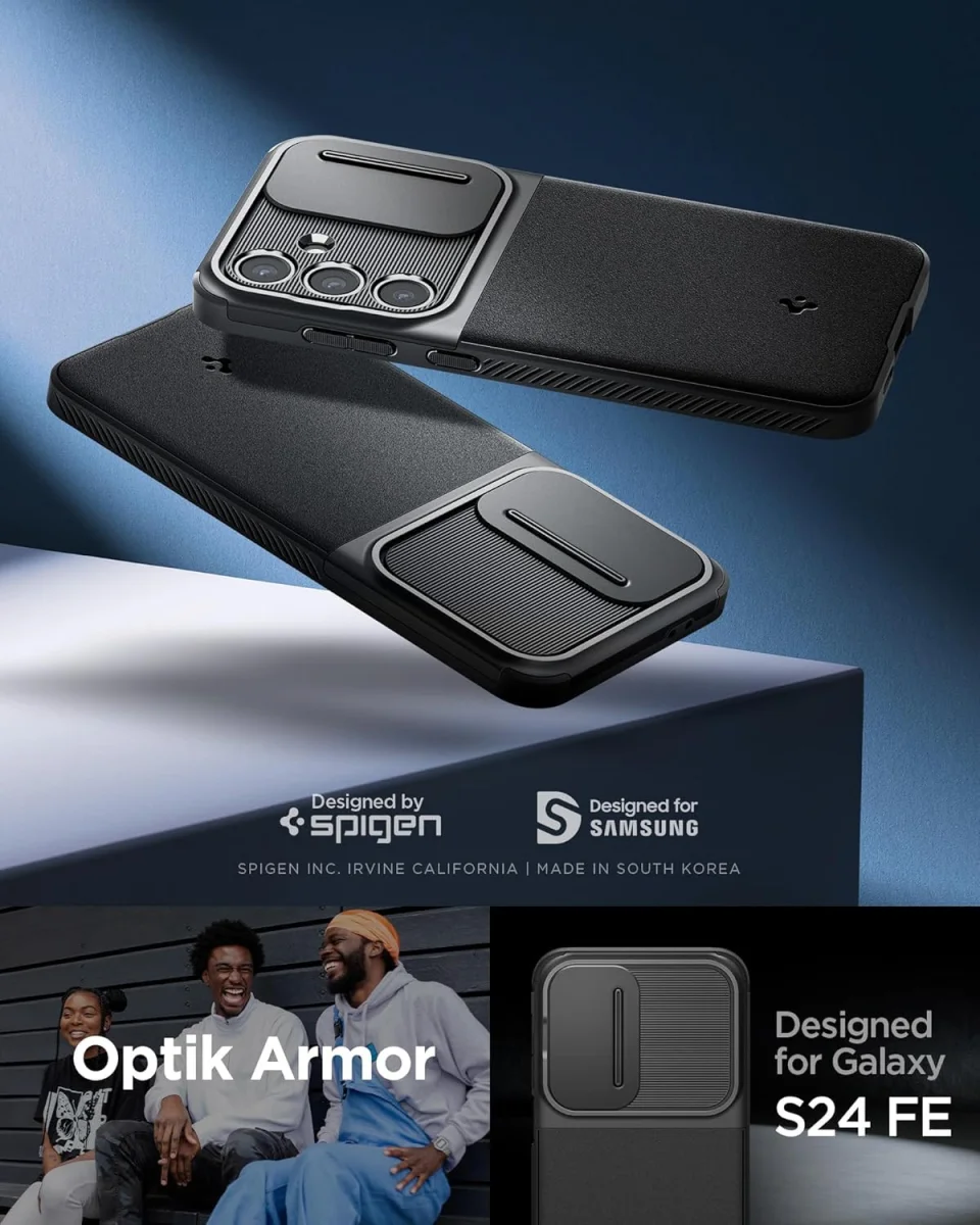 Spigen Optik Armor Samsung Galaxy S24 FE Hoesje Camera Slider Zwart afbeelding 3