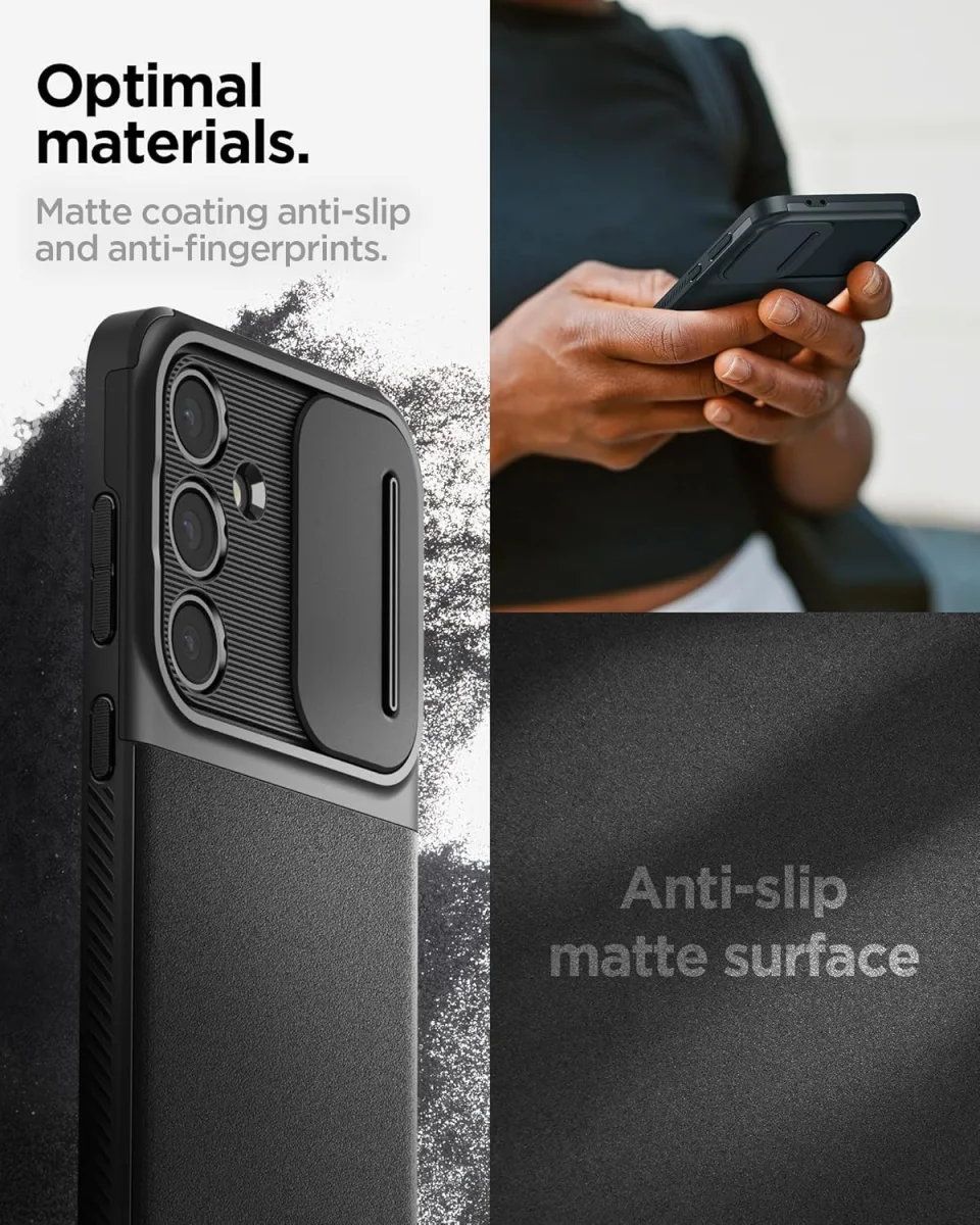 Spigen Optik Armor Samsung Galaxy S24 FE Hoesje Camera Slider Zwart afbeelding 4