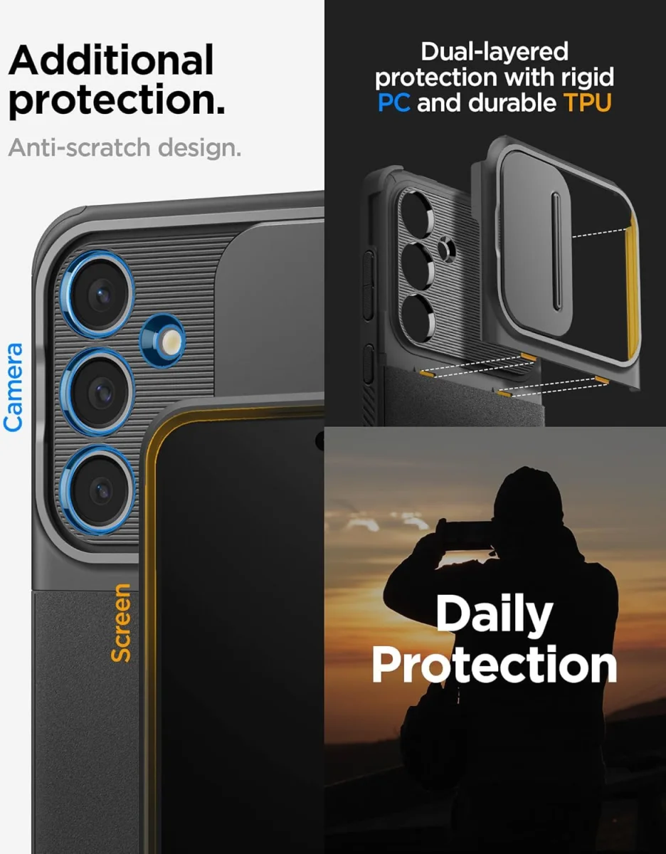Spigen Optik Armor Samsung Galaxy S24 FE Hoesje Camera Slider Zwart afbeelding 6