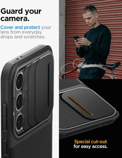 Spigen Optik Armor Samsung Galaxy S24 FE Hoesje Camera Slider Zwart afbeelding 2