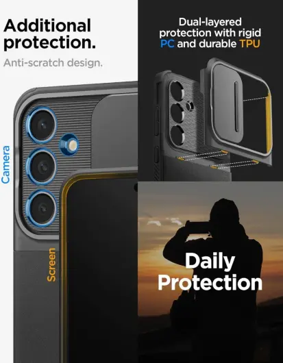 Spigen Optik Armor Samsung Galaxy S24 FE Hoesje Camera Slider Zwart afbeelding 6