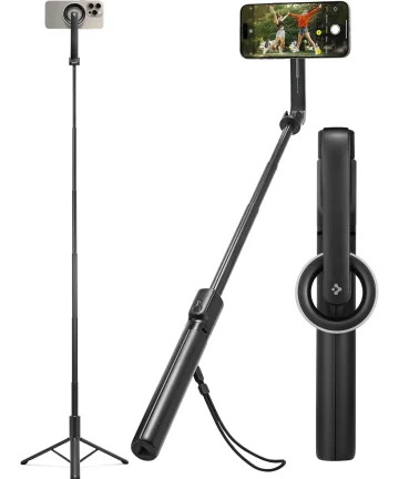 Spigen S580W MagSafe Bluetooth Selfie Stick / Tripod Statief Zwart Houders