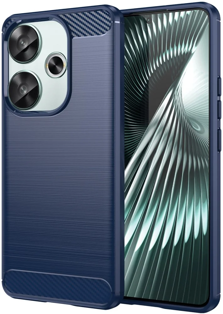 Xiaomi Poco F6 Hoesje Geborsteld TPU Flexibele Back Cover Blauw afbeelding 1