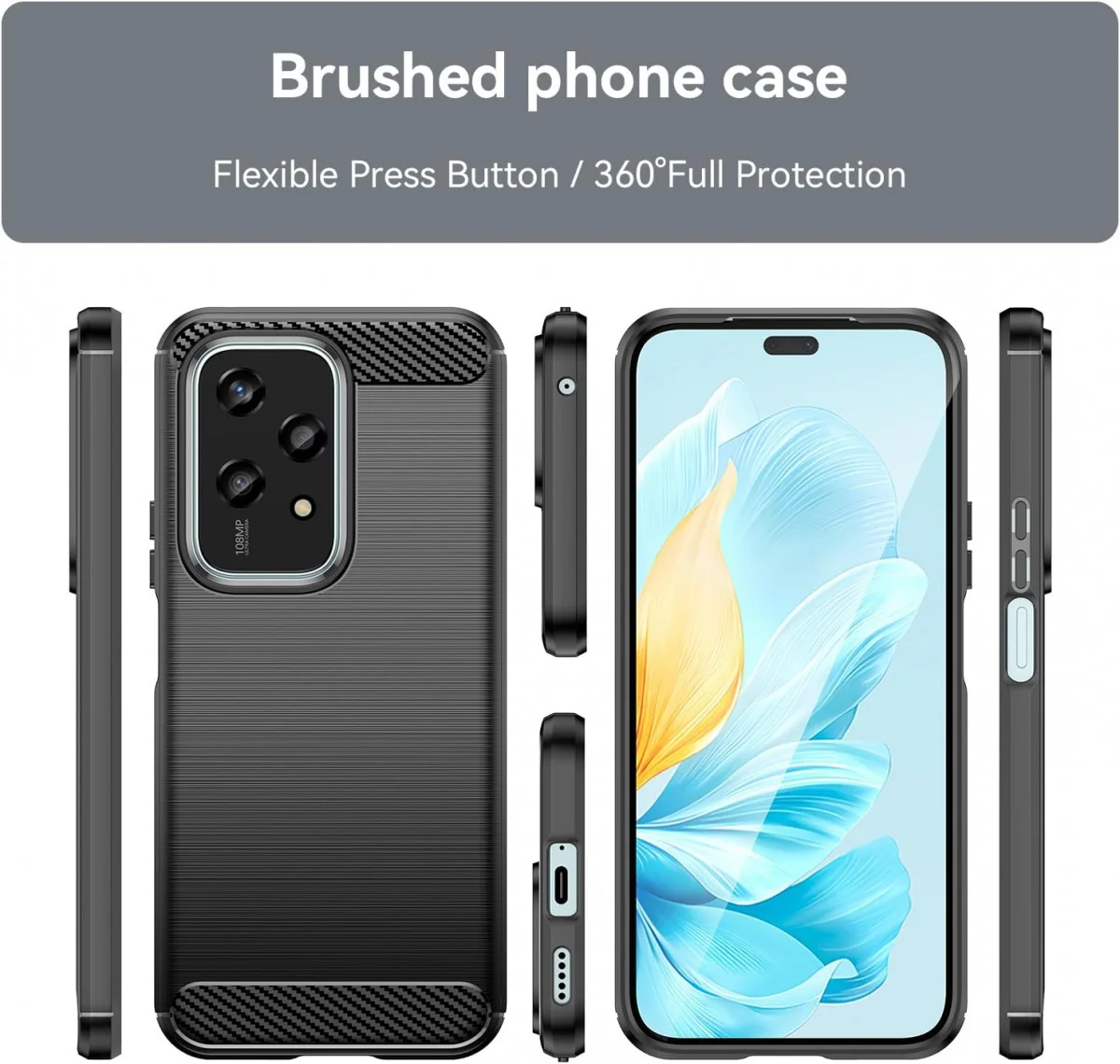 Honor 200 Lite Hoesje Geborsteld TPU Flexibele Back Cover Zwart afbeelding 8