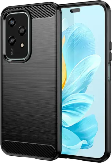 Honor 200 Lite Hoesje Geborsteld TPU Flexibele Back Cover Zwart afbeelding 1