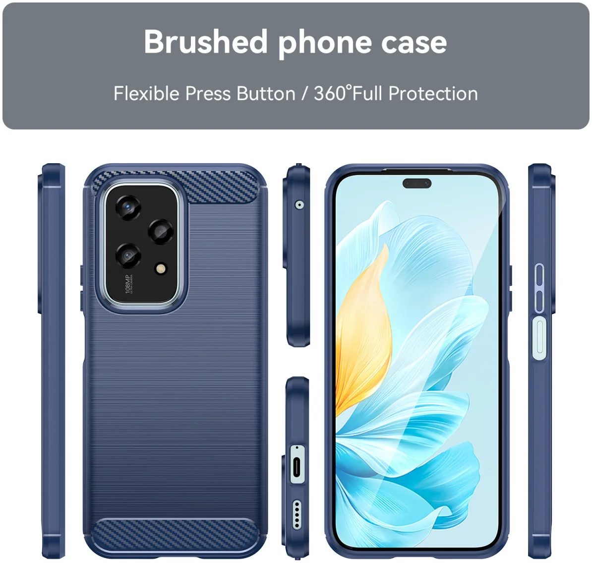 Honor 200 Lite Hoesje Geborsteld TPU Flexibele Back Cover Blauw afbeelding 5
