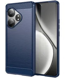 Realme GT 6 Hoesje Geborsteld TPU Flexibele Back Cover Blauw