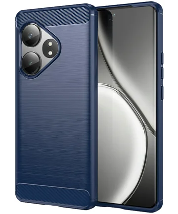 Realme GT 6 Hoesje Geborsteld TPU Flexibele Back Cover Blauw Hoesjes