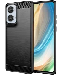 Motorola Moto G85 Hoesje Geborsteld TPU Flexibele Back Cover Zwart