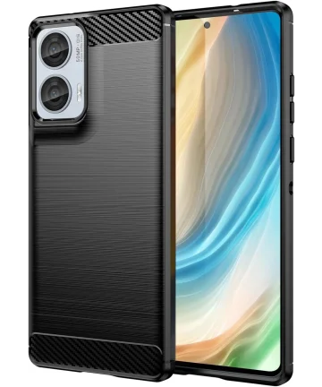 Motorola Moto G85 Hoesje Geborsteld TPU Flexibele Back Cover Zwart Hoesjes