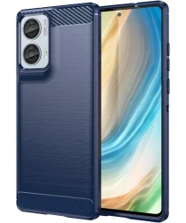 Motorola Moto G85 Hoesje Geborsteld TPU Flexibele Back Cover Blauw