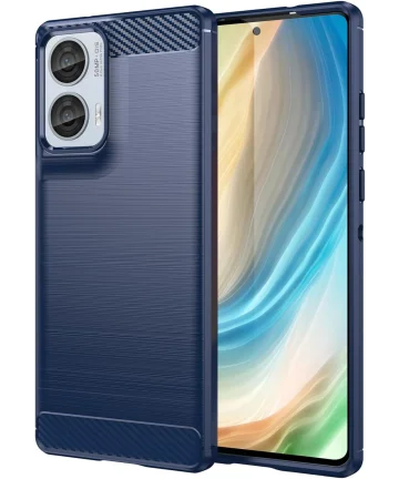 Motorola Moto G85 Hoesje Geborsteld TPU Flexibele Back Cover Blauw Hoesjes