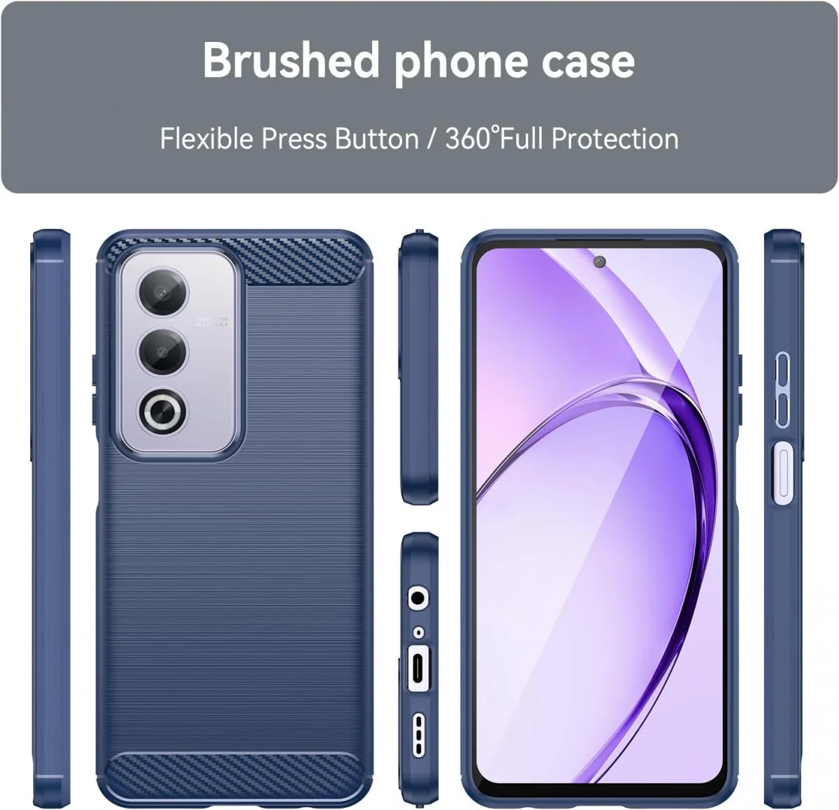 Oppo A80 Hoesje Geborsteld TPU Flexibele Back Cover Blauw afbeelding 8