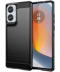 Motorola Moto Edge 50 Hoesje Geborsteld TPU Flexibele Back Cover Zwart