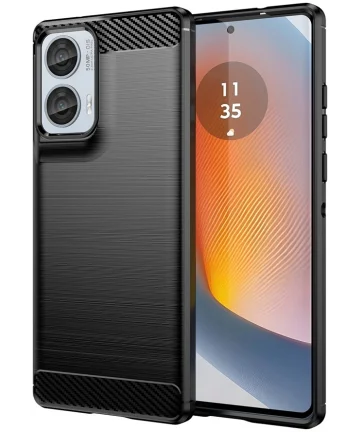 Motorola Moto Edge 50 Hoesje Geborsteld TPU Flexibele Back Cover Zwart Hoesjes