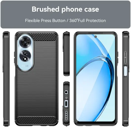 Oppo A60 4G Hoesje Geborsteld TPU Flexibele Back Cover Zwart afbeelding 2