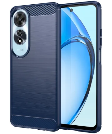 Oppo A60 Hoesje Geborsteld TPU Flexibele Back Cover Blauw Hoesjes