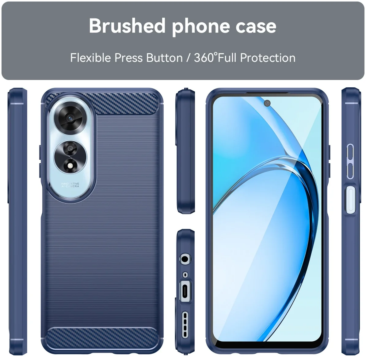 Oppo A60 4G Hoesje Geborsteld TPU Flexibele Back Cover Blauw afbeelding 2
