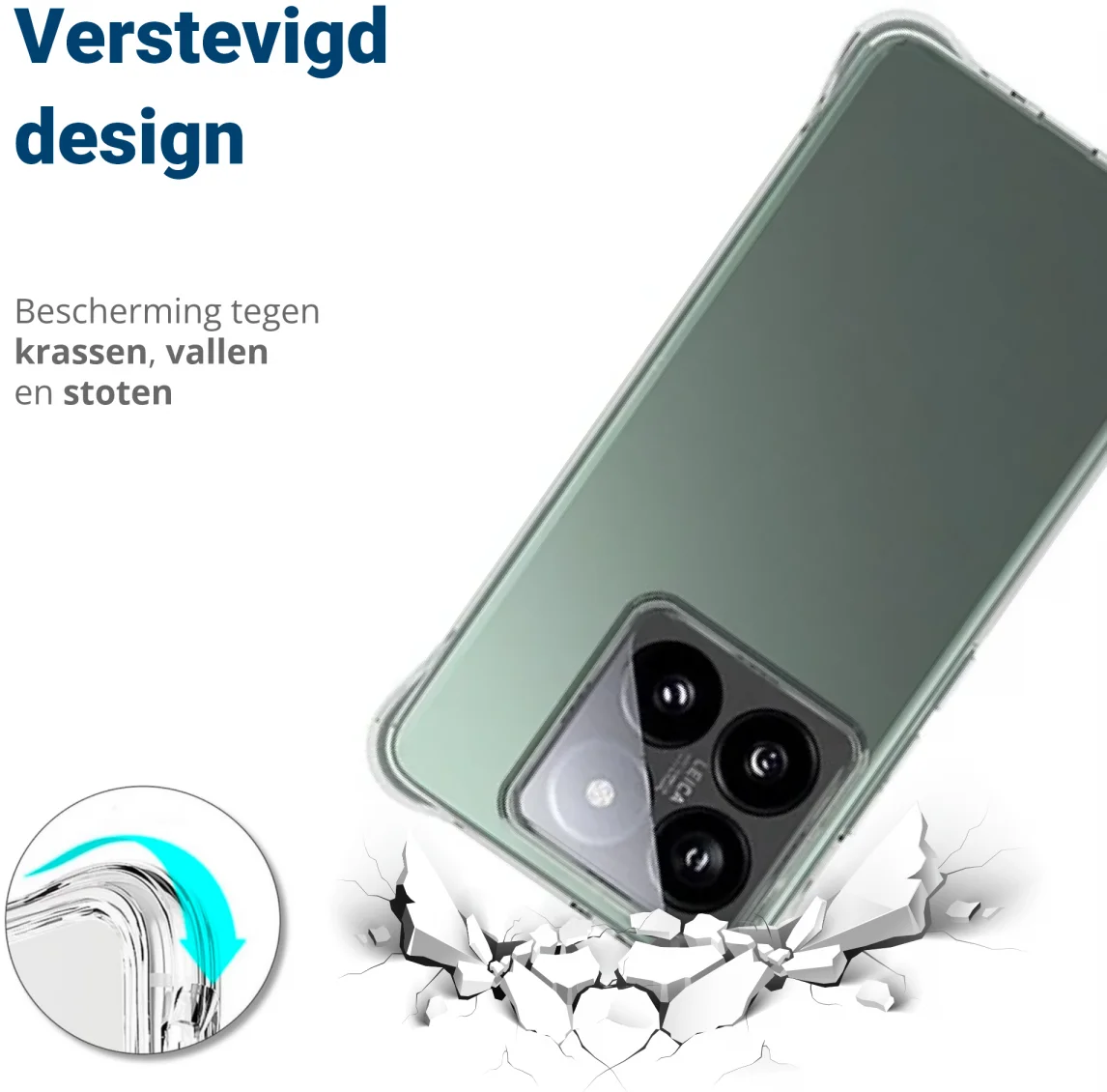 Xiaomi 14T Hoesje Schokbestendig en Dun TPU Back Cover Transparant afbeelding 2