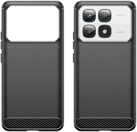 Xiaomi 14T Pro Hoesje Geborsteld TPU Flexibele Back Cover Zwart afbeelding 2