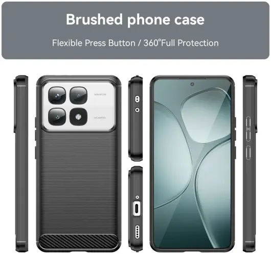 Xiaomi 14T Pro Hoesje Geborsteld TPU Flexibele Back Cover Zwart afbeelding 4