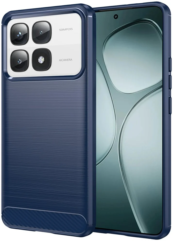 Xiaomi 14T Pro Hoesje Geborsteld TPU Flexibele Back Cover Blauw afbeelding 1