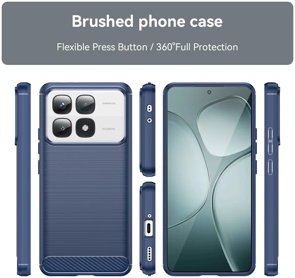 Xiaomi 14T Pro Hoesje Geborsteld TPU Flexibele Back Cover Blauw afbeelding 4