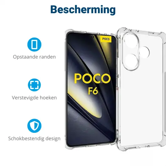 Xiaomi Poco F6 Hoesje Schokbestendig en Dun TPU Back Cover Transparant afbeelding 4