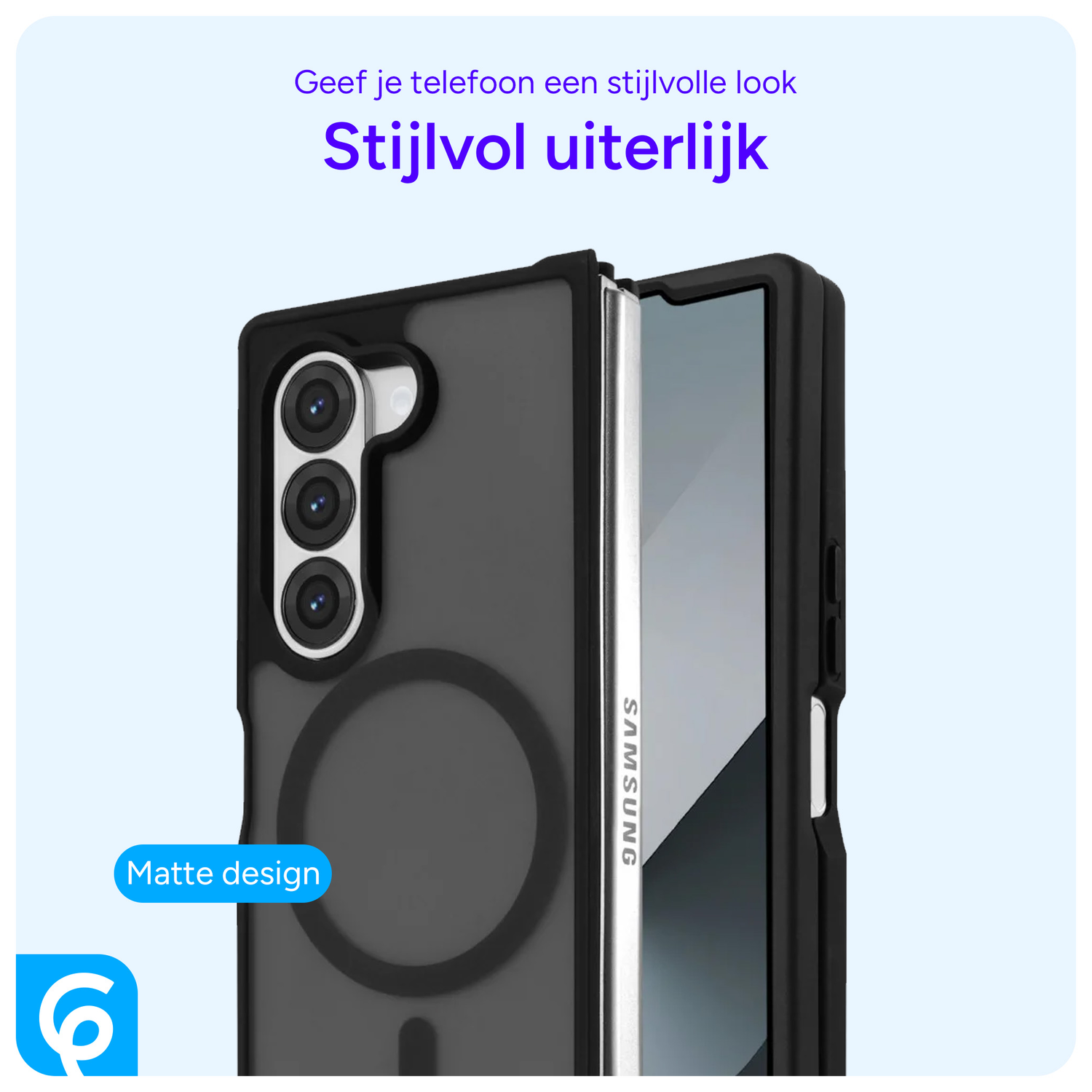 Samsung Galaxy Z Fold 6 Hoesje met MagSafe Back Cover Matte Zwart afbeelding 5