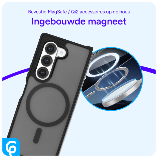 Samsung Galaxy Z Fold 6 Hoesje met MagSafe Back Cover Matte Zwart afbeelding 4