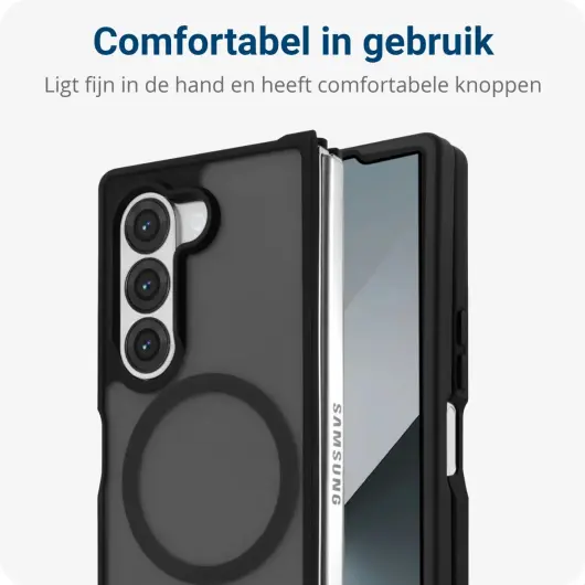 Samsung Galaxy Z Fold 6 Hoesje met MagSafe Back Cover Matte Zwart afbeelding 2