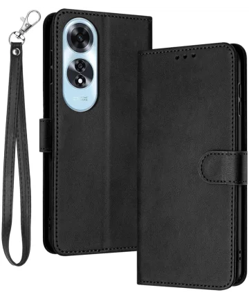 Oppo A60 Hoesje Wallet Book Case Kunstleer Zwart Hoesjes