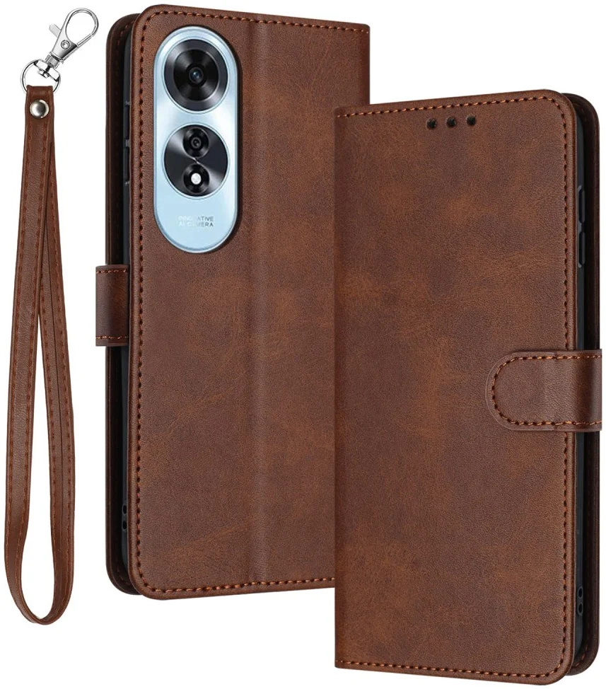 Oppo A60 4G Hoesje Wallet Book Case Kunstleer Bruin afbeelding 1