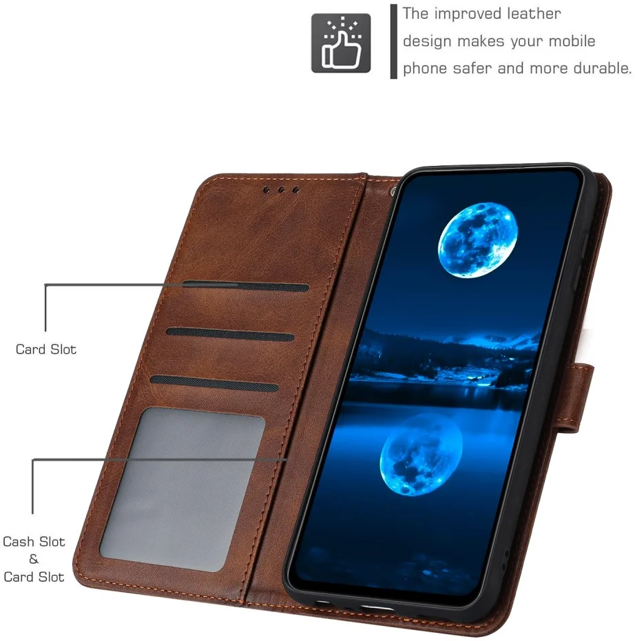 Oppo A60 4G Hoesje Wallet Book Case Kunstleer Bruin afbeelding 3