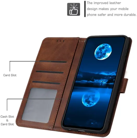 Oppo A60 4G Hoesje Wallet Book Case Kunstleer Bruin afbeelding 3
