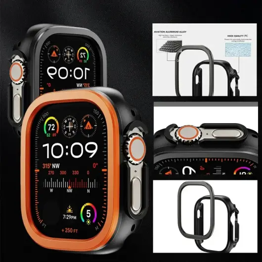 Apple Watch 10 42MM Hoesje Aluminium Bumper Frame Zwart afbeelding 9